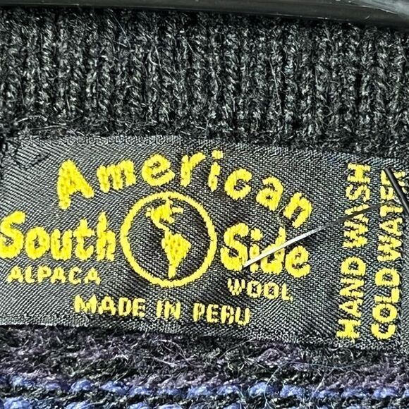 American South Side Alpaca purple Fair Isle Button Cardigan Womens Sz M - Picture 6 of 6